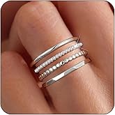 Lunvky Gold Silver Stackable Rings for Women Non Tarnish 1.3mm Thin Silver Rings Set 14K Gold Plated Dainty Trendy Band Stacking Thumb Ring Jewelry Valentine Gifts Stuff Size 5-10