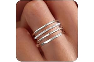 Lunvky Gold Silver Stackable Rings for Women Non Tarnish 1.3mm Thin Silver Rings Set 14K Gold Plated Dainty Trendy Cubic Zirconia Band Stacking Thumb Ring Jewelry Gifts Size 5-10