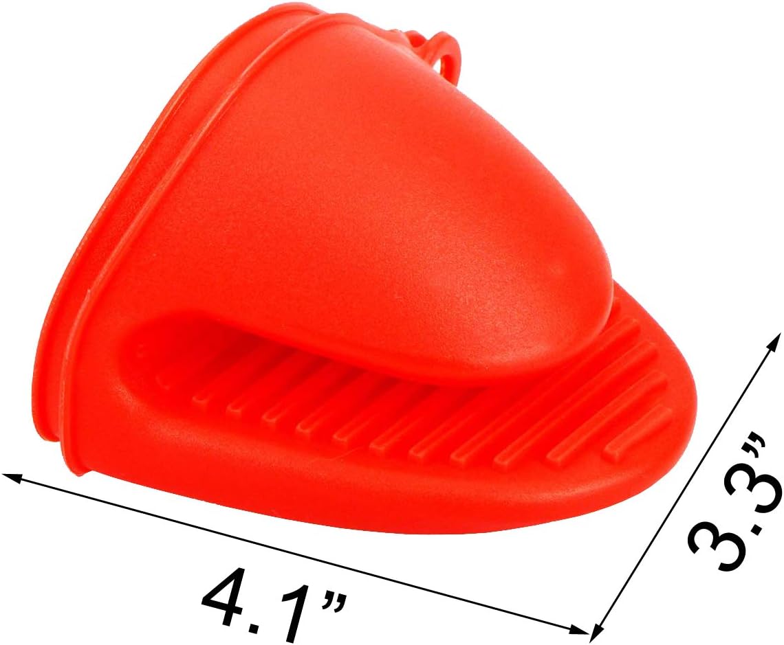 2 Pairs Mini Oven Gloves Silicone Heat Resistant Cooking Pinch Mitts Potholder for Kitchen Cooking & Baking (Red and Blue): Kitchen & Dining
