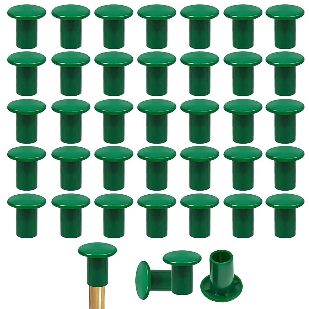 Kungfu Mall 48Pcs Garden Bamboo Caps Green Rubber Cane Caps Protective Caps