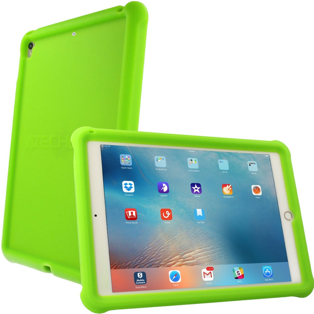 TECHGEAR Bumper Case fits Apple iPad Air 3 2019 / 3rd Gen, iPad Pro 10.5", Rugged Shockproof Soft Rubber Edge Protective Easy Grip Case + Screen Protector [Green] - Kids & School Friendly Case