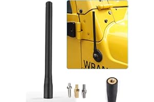 JeCar 7.5 Inch Reflex Short Antenna Replacement TJ JK JL F150 Accessories Metal ABS Antenna Designed for Optimized FM/AM Reception for 1997-2025 Jeep Wrangler TJ JK JKU JL JLU Ford F150