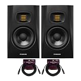ADAM Audio Professional T-Series T5V 5" 70W 2-Way Active Nearfield Monitor, Pair, Bundle with 2X H&A10' XLR Male to Female Microphone Cable
