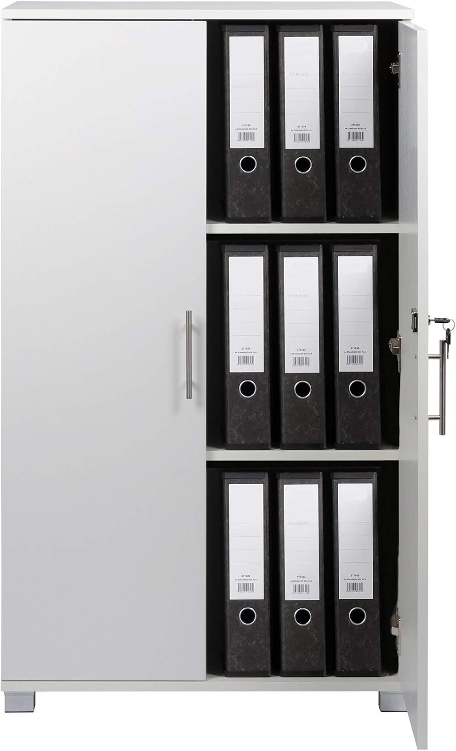 MMT Office Storage Cupboard, White Wood , 120cm Tall, Lockable, for Office Garage, Utility, 1200mm tall - Image 3