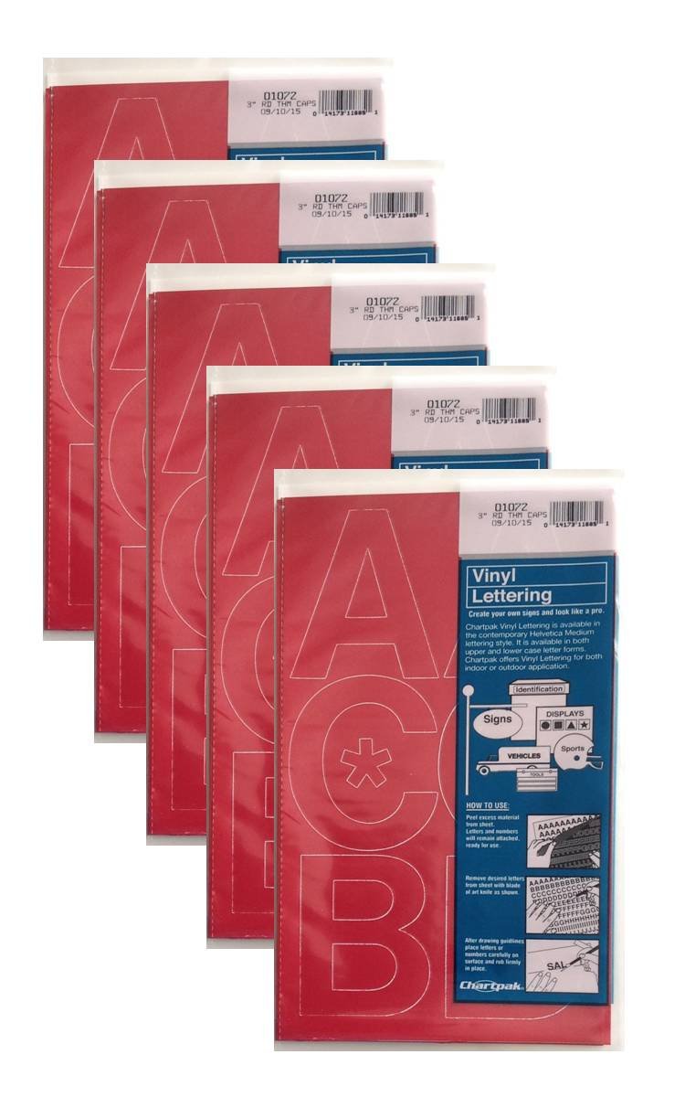 Chartpak 3inch Red Stickon Vinyl Letters & Numbers