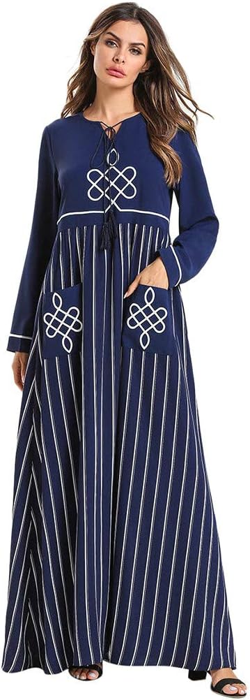 Women's Muslim Islamic Embroidered Sheer Lace Maxi Abaya Cardigan Robe
