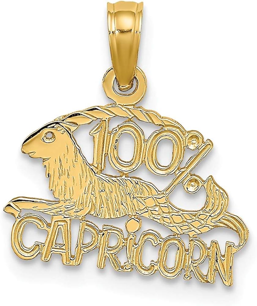 14k Yellow Gold 100 Capricorn Pendant Charm Necklace