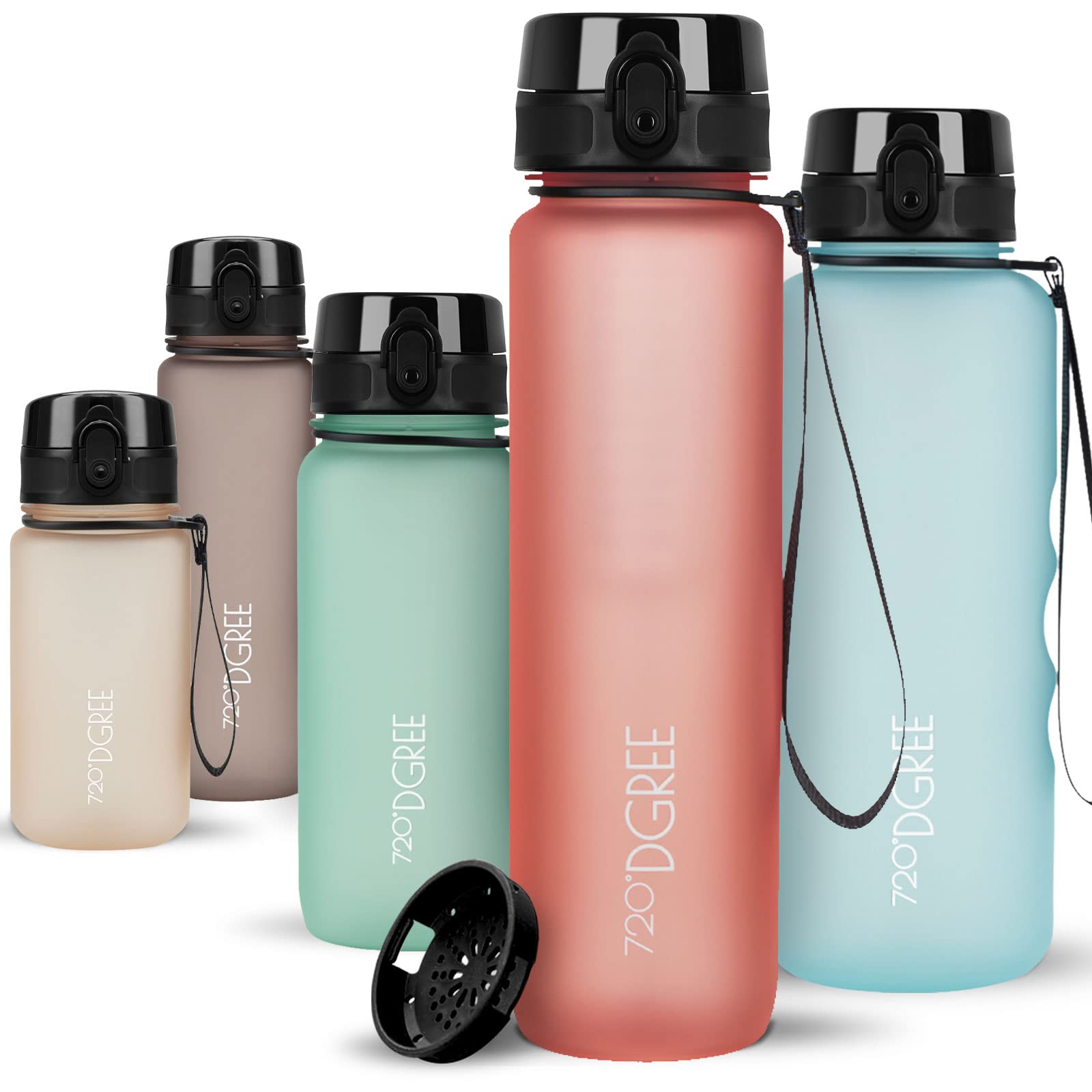 720°DGREE Water Bottle 1l “uberBottle“ softTouch +Sieve - BPA-Free Tritan, Leakproof, Reusable Drinking Bottle - Sports Bottle for Men, Woman, Office, Gym, Fitness, Outdoor, Hiking, Cycling, Travel