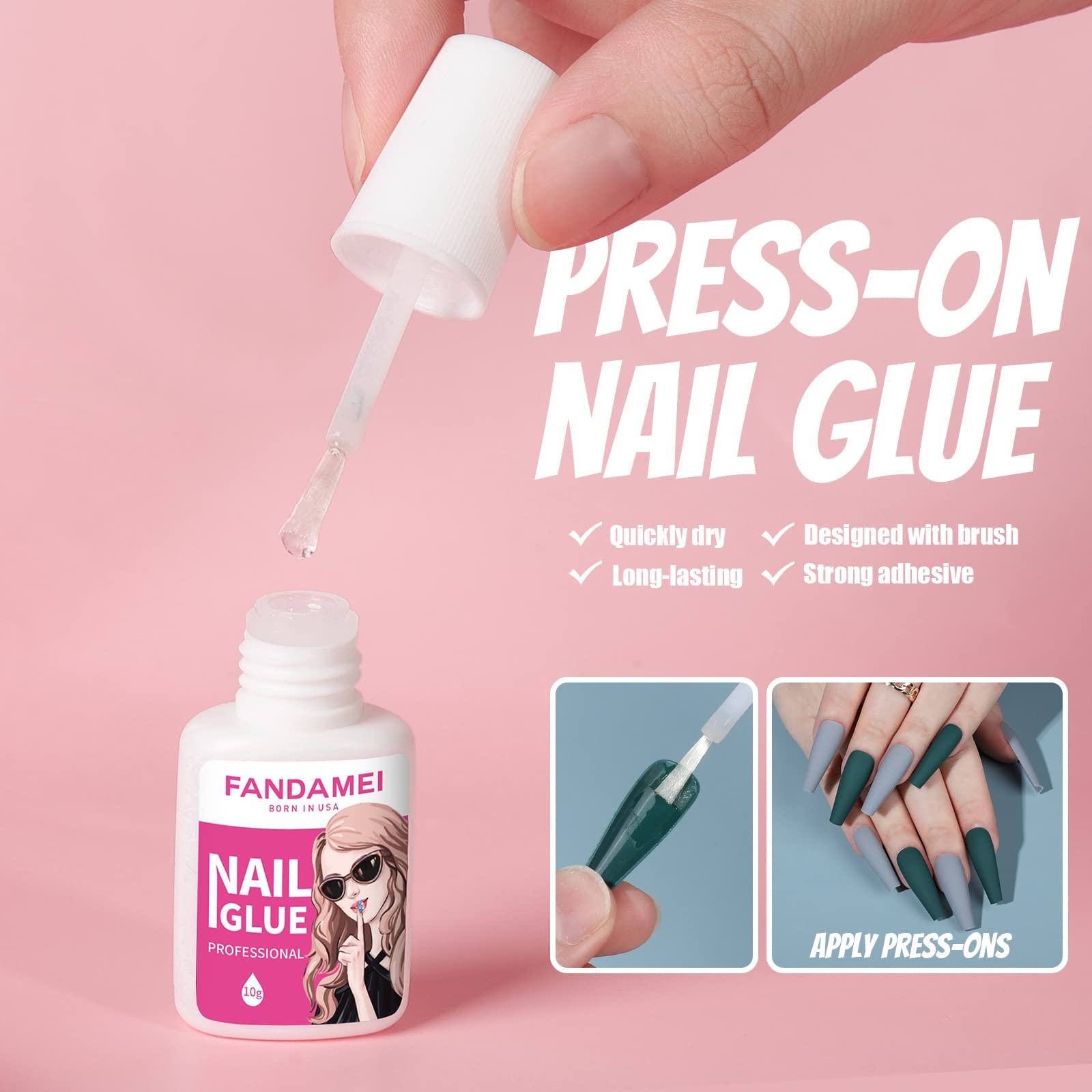 FANDAMEI Matte Press On Nails Long Coffin, 12 Color 240PCS Full Cover Long Ballerina Fake Nails, Acrylic False Nail Tips with 10g Nail Glue, 12 Solid Color False Nail for Women Girls Nail Art DIY - Image 6