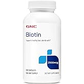 GNC Biotin 2500mcg Supplement, Supports Healthy Hair, Skin and Nails, 120 Servings