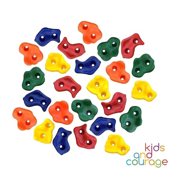 Ruby's Creations 25 Strukturierte Klettergriffe für Kinder mit Befestigungsmaterial – Gemischte Bouldergriffe für Ihre DIY Kl