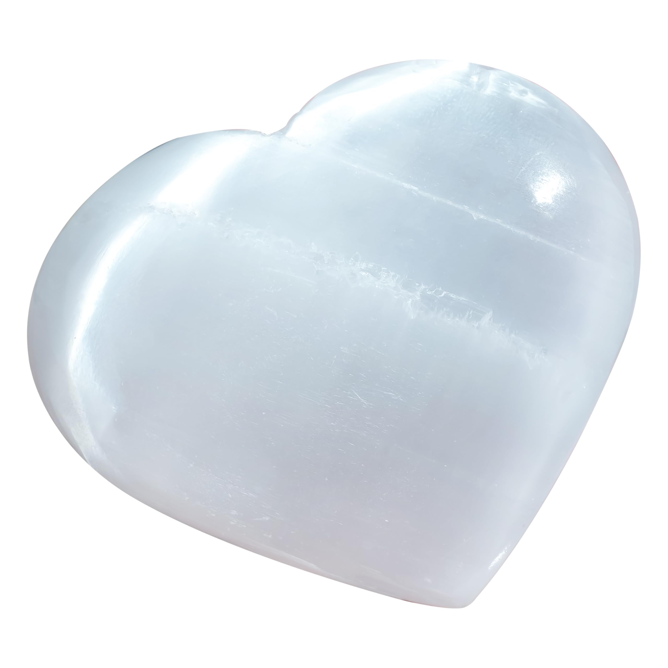 Crocon® 50mm Selenite Heart stone Big Heart Shape Puff Stones Set 450+ Carats Pocket Crystal Healing Tumble Collection Palm Worry Stone Good Luck Charm Meditation Gift Craft Home Decor