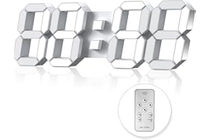 EDUP HOME 15" 3D LED Digital Wall Clock, Large Decor Wall Clock, 12/24H, Time/Date/Temperature Display, Adjust Brightness, Easy Read Time,for Office/Living Room/Meeting Room/Kitchen