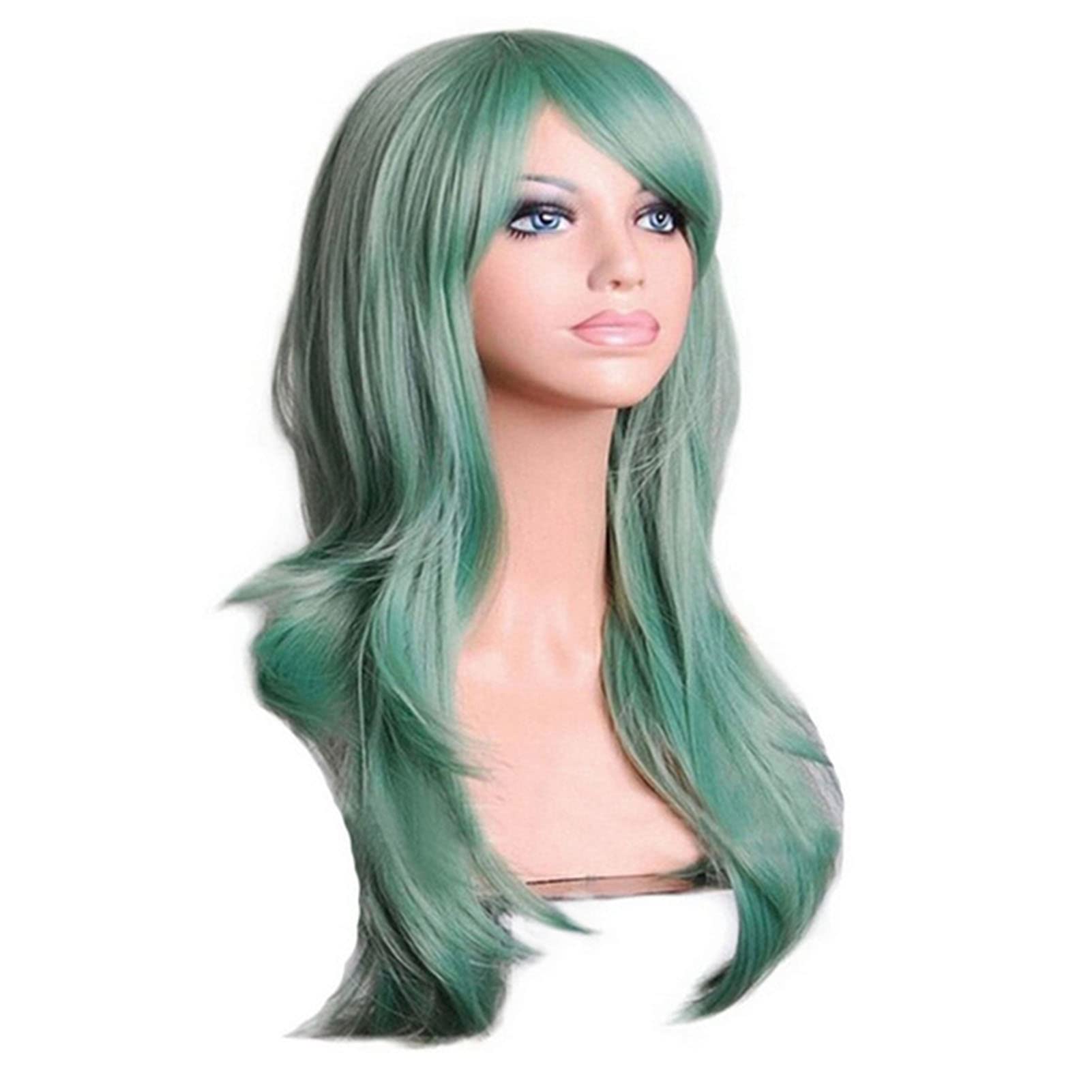 Light Green Hair Wig,70cm Long Curly Green Gradient Color Wig,Synthetic Wig for Cosplay Halloween Party Use