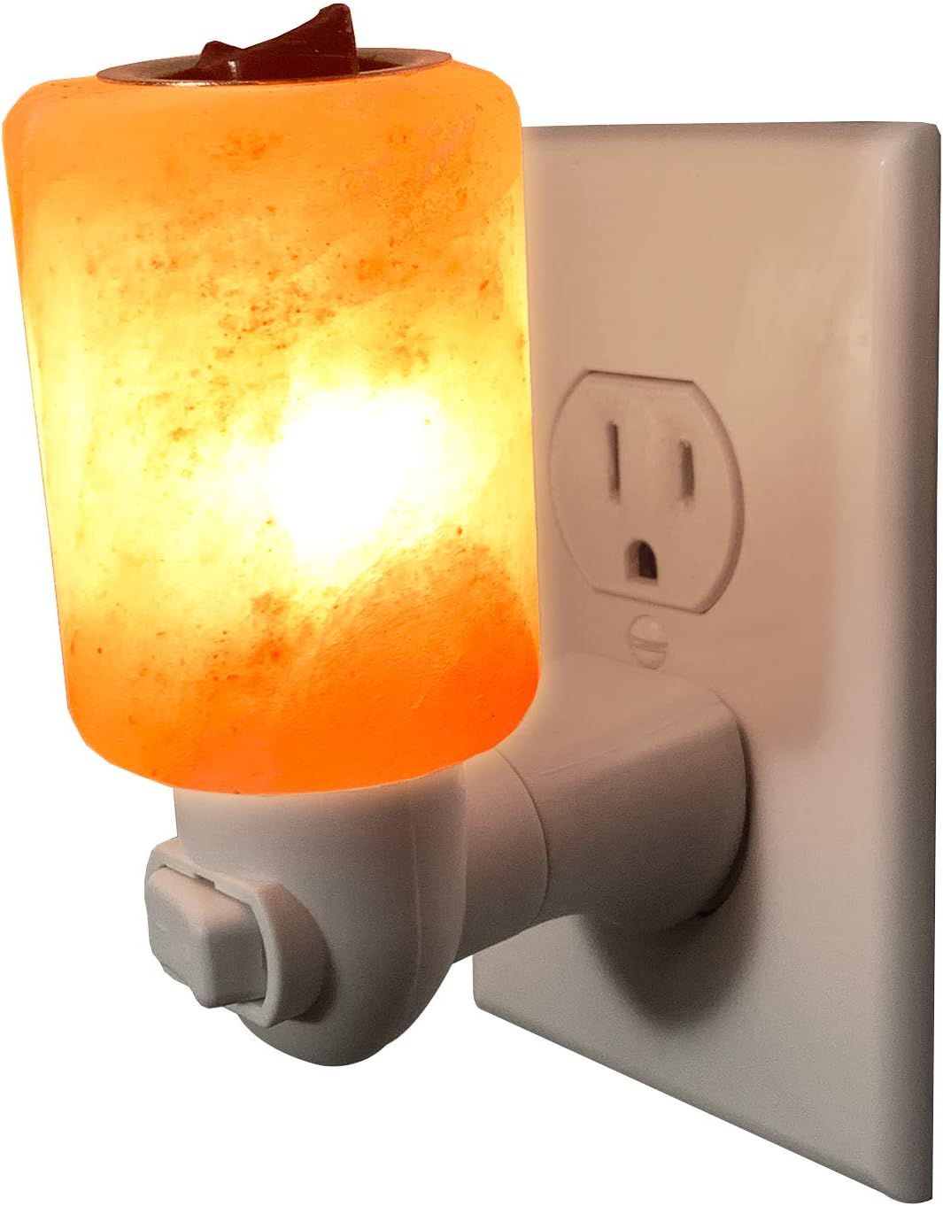 Dream Salts Himalayan Salt Night Light, Decorative Plug in for Warming Scented Candle Wax Melts, Tarts & Oils, Hand Carved Wall Lamp with Natural Amber Glow and Wax Warmer Dish (Cylinder)