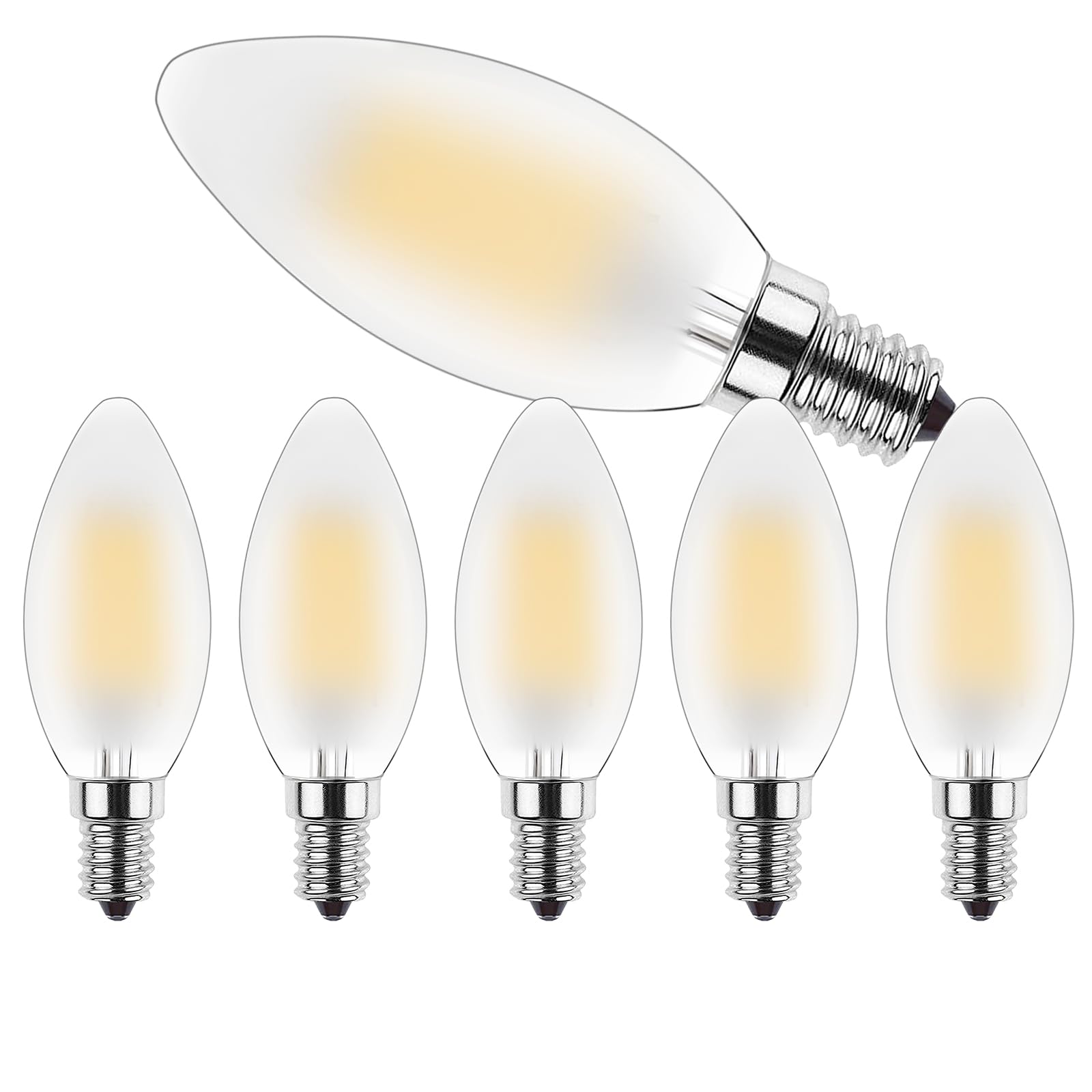 ProCrus E14 Dimmable Vintage LED Light Bulb,4W LED Candle Light Bulbs,2700K Warm White,Small Edison Screw Candelabra SES LED Bulb,Replaces 35 Watt,for Chandelier,Frosted,Pack of 6