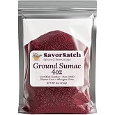 SavorSatch Ground Sumac &ndash; Resealable Pouch | Certified Kosher, GMO Free, Allergen-Free | Tangy, Deep Red Spice for Middle Eastern Cooking, Salads, and Meats | Product of Turkey - 4oz (Pack of 1)