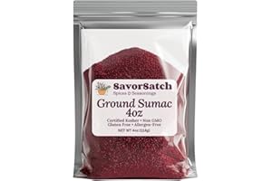 SavorSatch Ground Sumac – 4oz Resealable Pouch | Certified Kosher, GMO Free, Allergen-Free | Tangy, Deep Red Spice for Middle Eastern Cooking, Salads, and Meats | Product of Turkey