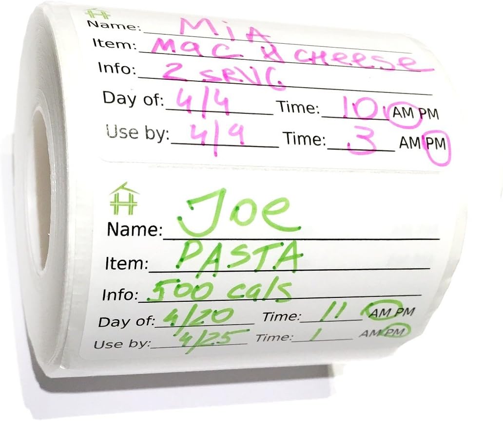500 Food Labels - Removable Stickers with Large Writable Surface - Peel Clean With No Glue Residue - Great for Meal Preparation, Leftovers Labeling, on Bottles, Pans, Plastic and Other Containers: Kitchen & Dining