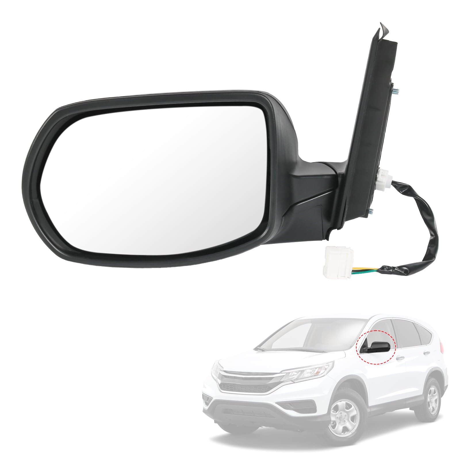 Photo 1 of JDMSPEED Left Driver Side View Mirror Compatible with 2012-2016 Honda CRV Power Glass No-Heated Textured Black Replace#76250-T0A-A02 HO1320270(3pin)