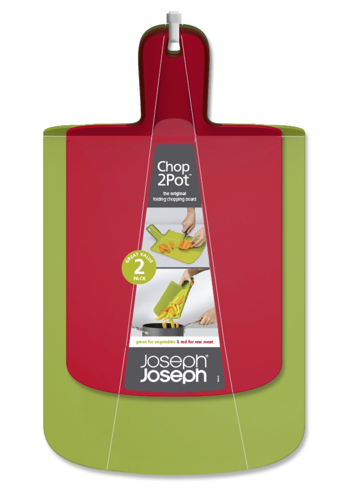 Joseph Joseph "Chop2Pot Plus Folding Chopping Board, Green/Red, Set of 2