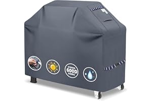 CUSSIOU Grill Cover BBQ Grill Cover 600D Heavy Duty Waterproof Gas Grill Cover, UV & Dust & Rip-Proof, Barbecue Grill Covers for Weber, Brinkmann, Char Broil Grills Cover (64" L x 26" W x 48" H, Grey)