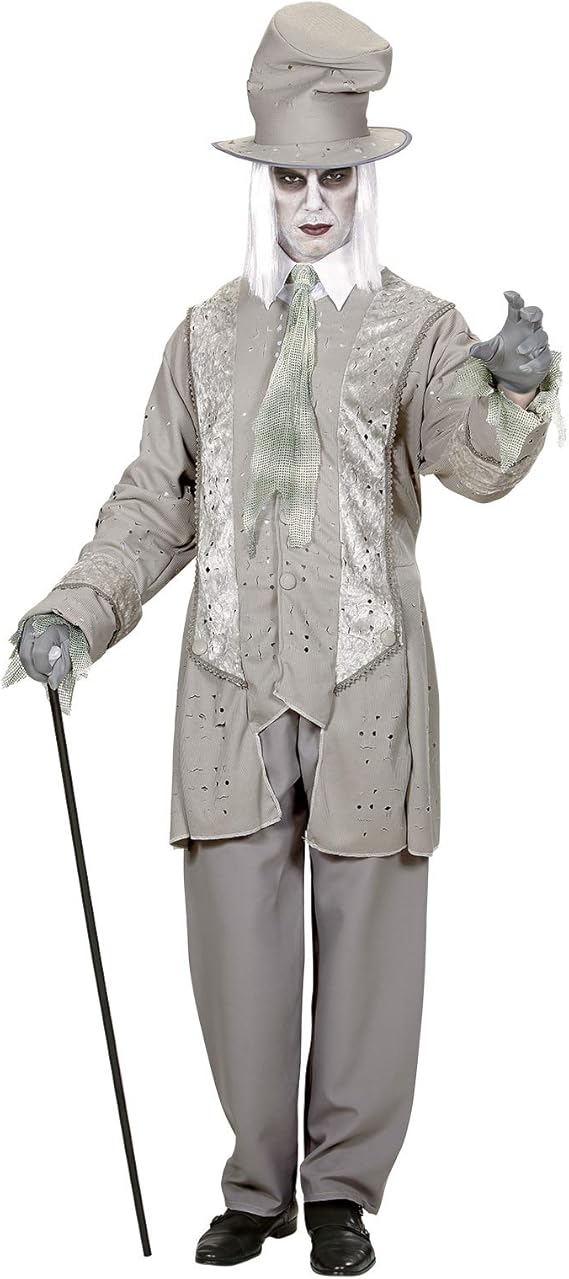 Mens GHOSTLY GENTLEMAN Costume for Spooky Frightening Scary Halloween Fancy Dress Outfit XL 46