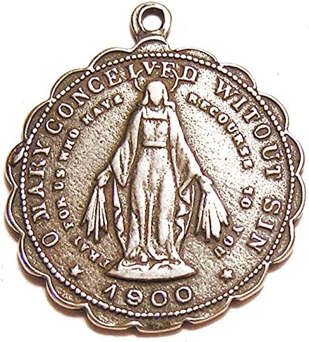 Sodality 18C Antique True Bronze Antique Replica Catholic Medal Pendant Chain Necklace & Gift Box #747