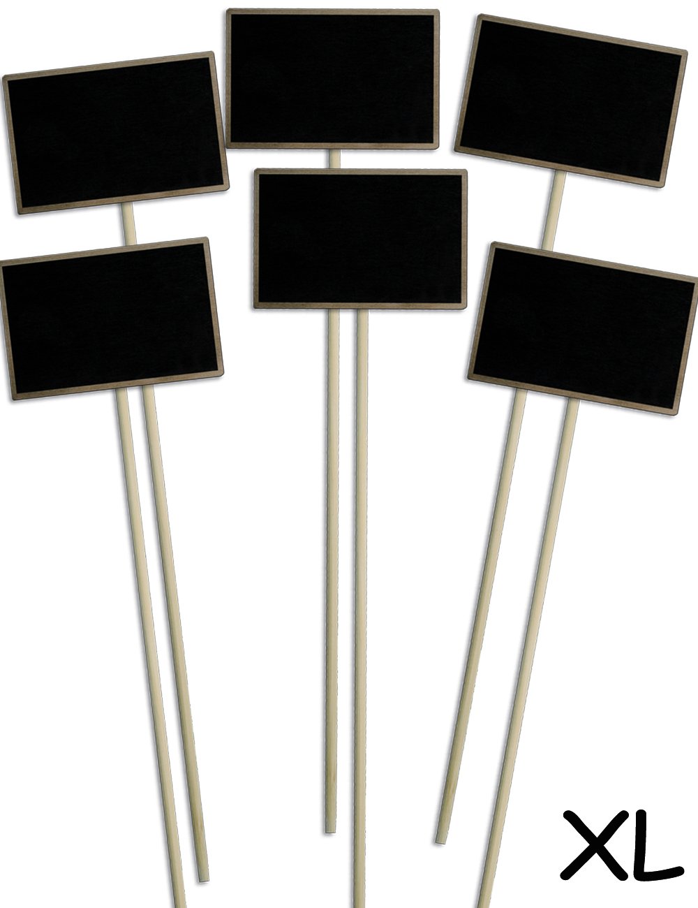 HomeTools.eu® 6X Classic Wooden Plant Signs XL Greenhouse Bed Balcony Herb Garden Flower Pot Landhaus Can Be Written On 35 cm Set of 6