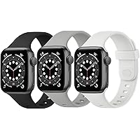 3 Pack Silicone Bands Compatible with Apple Watch Bands 44mm 42mm 40mm 38mm for Women Men, Soft Replacement Strap for…