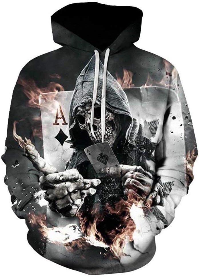 SLTX 3D Hoodies 3D Printed Sweatshirt Snow Lion Skull Hoodies Sweatshirt