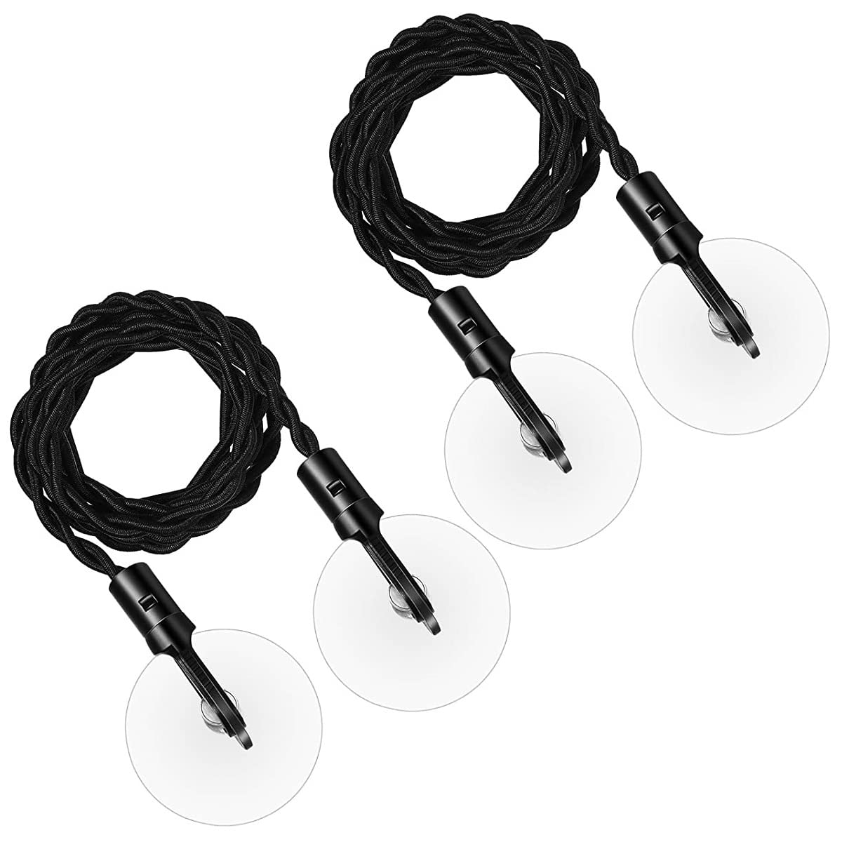 WANGCL 2 Piece Portable Retractable Clothesline with Hooks and Suction Cups Camping Accessories for Outdoor and Indoor Hotel Use (Black)