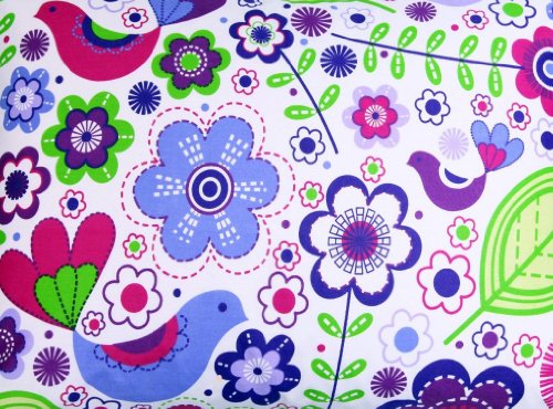 Bacati - Botanical Sanctuary Floral Multicolor Purple Printed Sheet