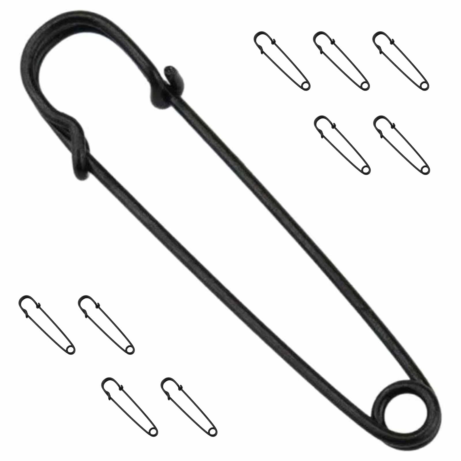 FF34 10Pcs 4 inch 10cm Extra Large Safety Pins Metal Heavy Duty Blanket Pins for Jewelry Crafts (Black).safety pins large