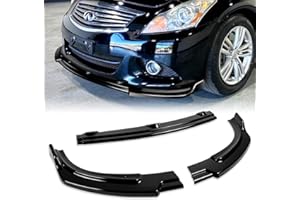 Q1-Tech Front Bumper Lip fit for compatible with 2010-2013 Infiniti G37 Sedan 4DR, Front Bumper Lip Spoiler Air Chin Body Kit Splitter Painted Glossy Black ABS, 2011 2012 (J Style)