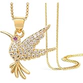 Lagava Hummingbird Necklace: 18K Gold Plated Hummingbird Pendant Jewelry for Women, Gifts for Christmas
