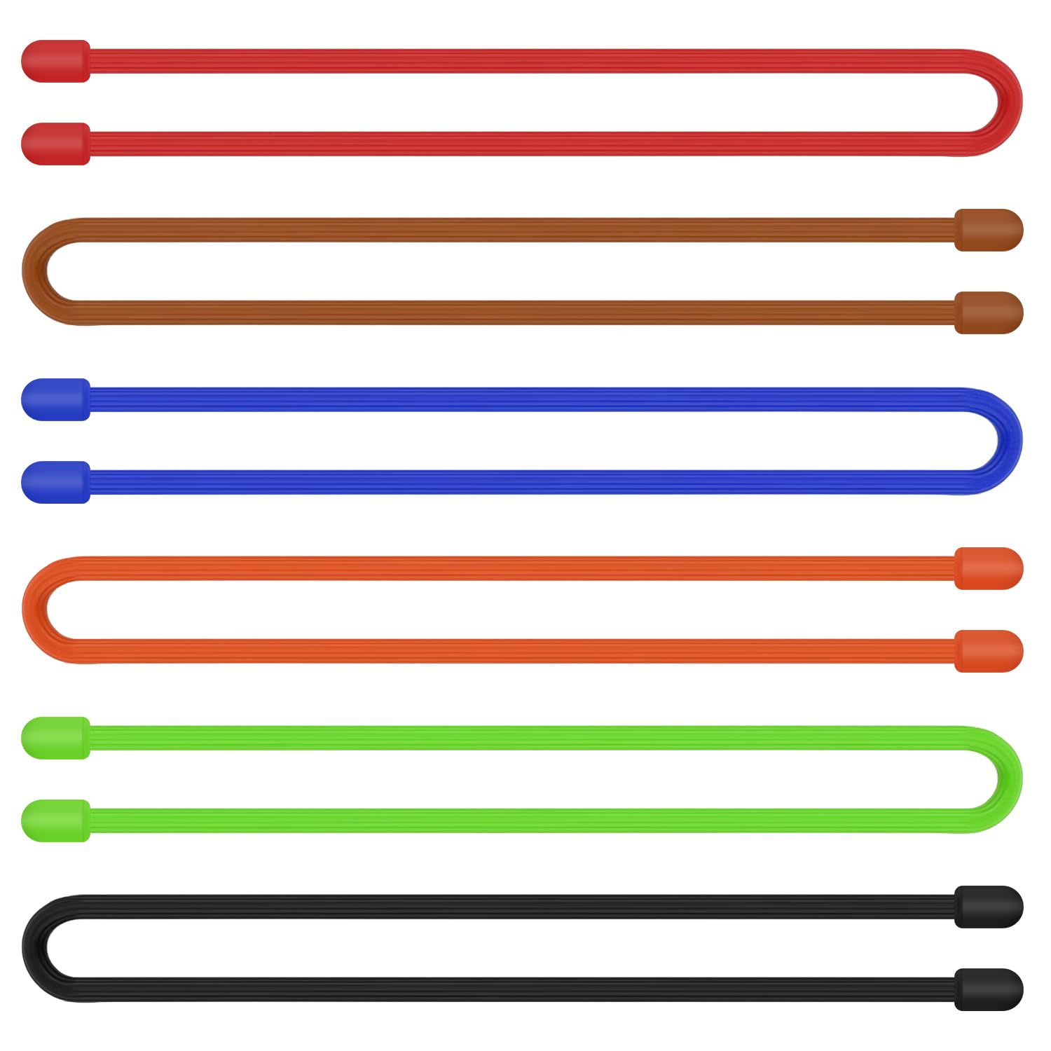 6pcs Silicone Twist Ties, 18 Inch Multifunctional Cable Ties Silicone Straps Reusable Electric Cord Organizer for Outdoor Home Office Organizing (6 Colors)
