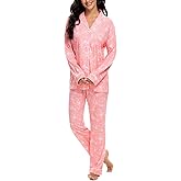 Tugege Pajamas Set Long Sleeve Sleepwear Womens Button Down Nightwear Pj Sets