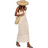 SISKIN Women's Long Beach Cover Ups Swimwear Mesh Bathing Suit Sexy Beach Maxi Sleeveless Dress in Summer
