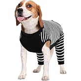 Kuoser Dog Recovery Suit with Anti Licking Rear Leg Sleeve, Black M | Abdominal Dog Surgical Suit with Pants Cover Protect Wounds, Dogs Elbow Protector Soft Pet Surgery Onesie Cone Alternative