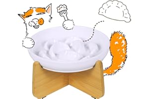 FULLCHARM Slow Feeder Cat Bowl with Stand, Melamine Slow Eating Cat Bowl with Higher Edges Dumpling Design Elevated Cats Food Bowls for Dry and Wet Food Anti-Vomiting Puzzle Feeder for Healthy Eating Diet