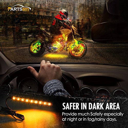 image for Partsam LED Strip Light Bar 2pcs 9-5050-SMD Flexible Waterproof Amber 