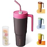 BJPKPK 40oz Tumbler With Handle And Fruit Infuser Insulated Tumblers With Lid And Straw Stainless Steel Travel Coffee Thermal Cup,Grey
