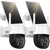 Chpuss Solar Security Camera Wireless Outdoor, 2K HD Surveillance Solar Powered WiFi Camera, Color Night Vision, PIR Detection, 360&deg; View, 2-Way Talk, Spotlight Siren Alarm