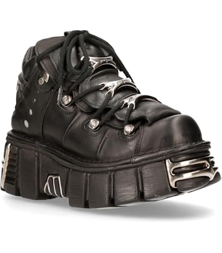 Amazon.com | New Rock Tower Ankle Boots M-106-VS1 Unisex Metallic