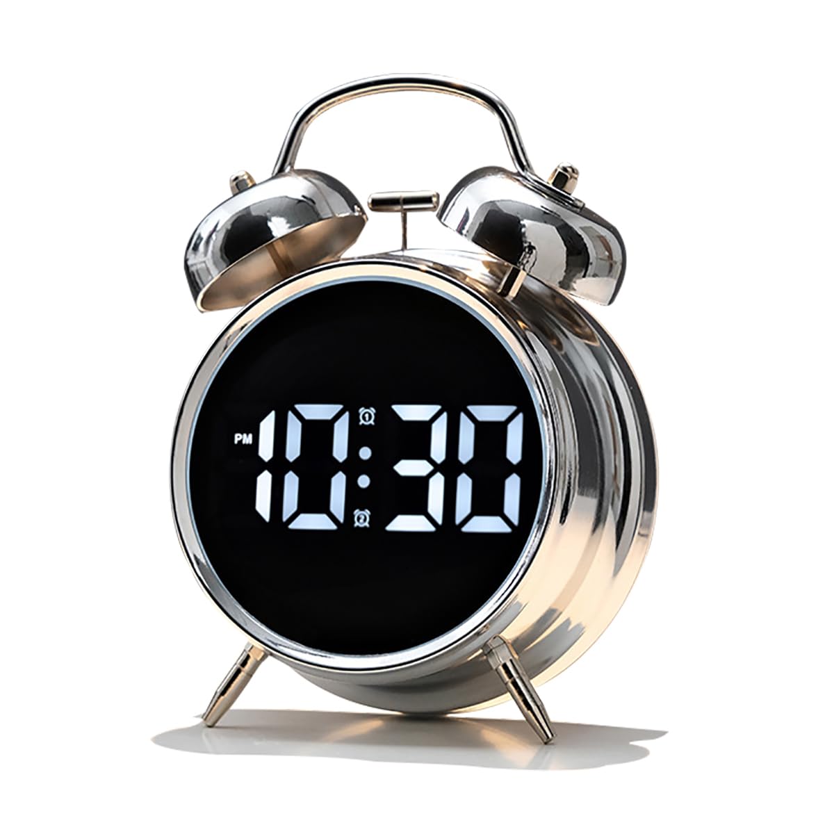 Photo 1 of joujong Loud Alarm Clock for Heavy Sleepers Adults, Teens,Kids,Retro Metal Twin Bell 4 Inch,Large Big Numbers Display with Backlight, Small Bedside Digital Clock for Bedrooms (Silvery)