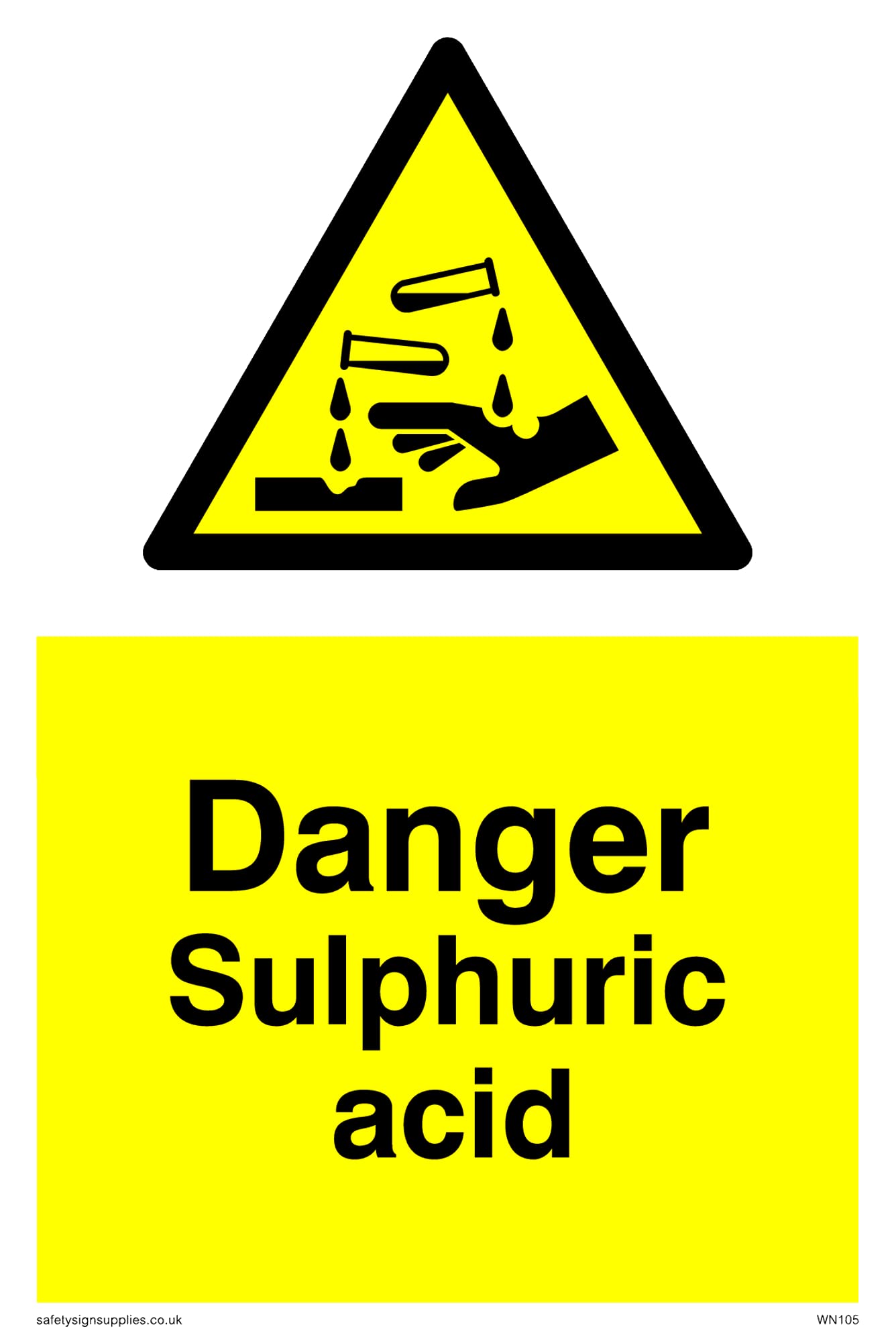 Pack of five - Sulphuric Acid Sign - 100x150mm - A6P