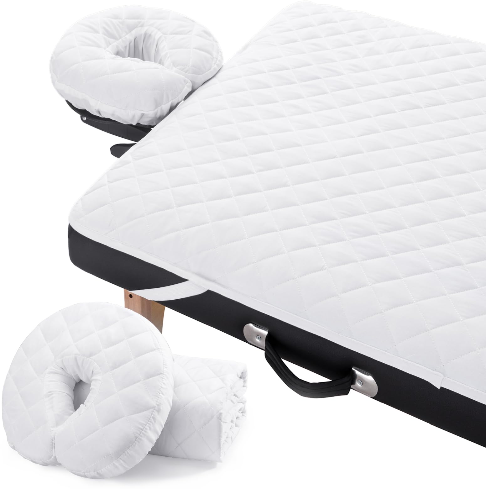 Noverlife 2-Piece Waterproof Microfier Fitted Massage Table Pad Set, Includes Massage Bed Pad Sheet and Face Rest Cover, 72x33in Mattress Protector Pad Universal Size Massage Face Cover for Spa Salon