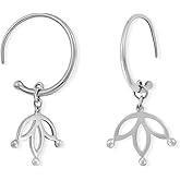 Boma Jewelry Sterling Silver Lotus Drop Pull Through Hoop Earrings