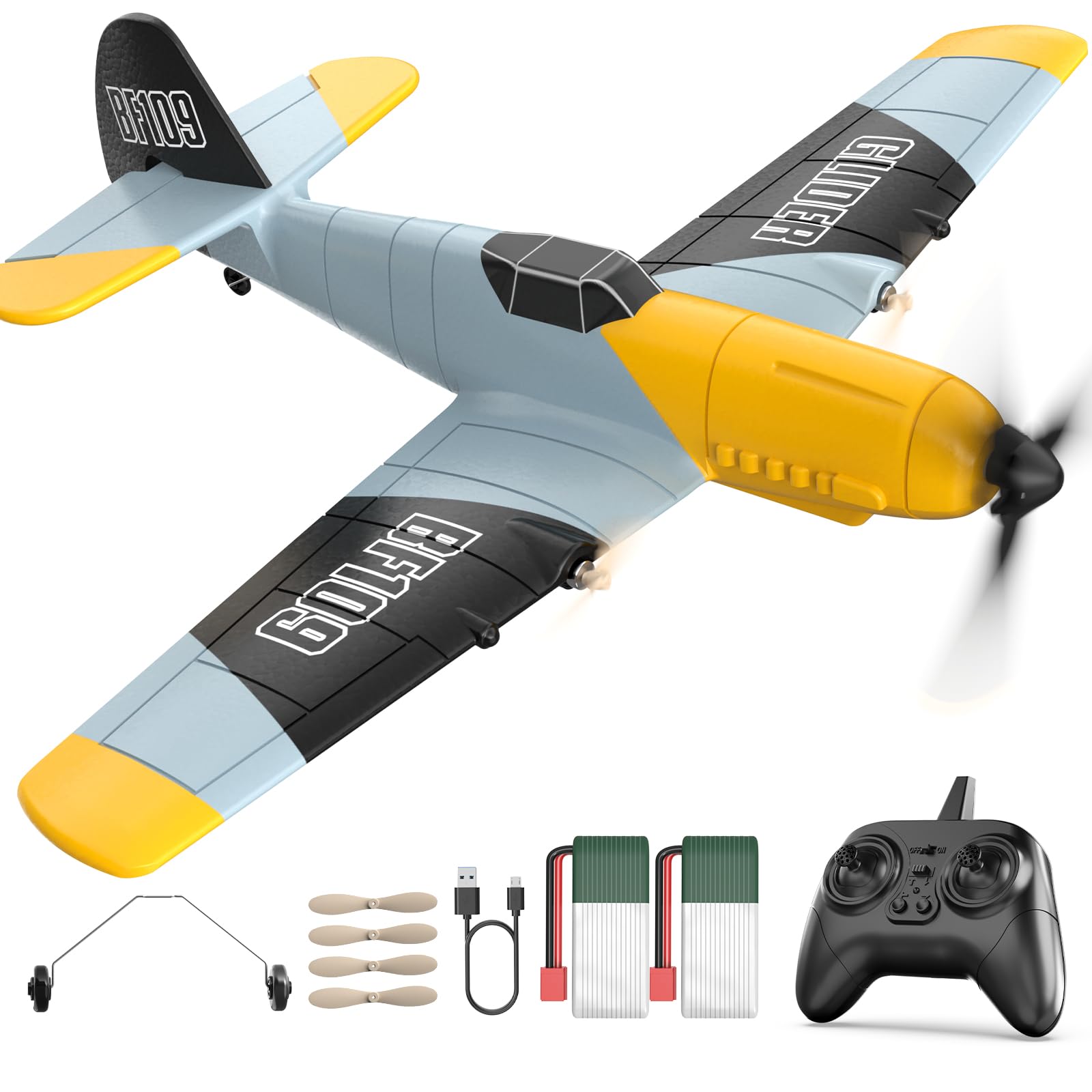 Volantex Remote Control Airplane Bf109 2.4ghz 4ch 400mm Wingspan One Key U-turn Aerobatic Rc Plane Warbird Gift Toys 761-11 - Rc Airplanes